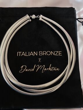 David Markstein Bronze Three Strand Magnetic Silver Necklace Italy Retails $262.